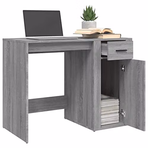 vidaXL Modern Grey Writing Desk in Multilayer Wood W/D/H: 100 x 49 x 75 cm – 5