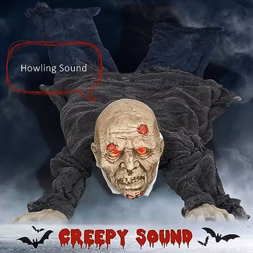 HOMCOM Life Size Crawling Zombie Outdoor Halloween Decoration, Multicolour – 4