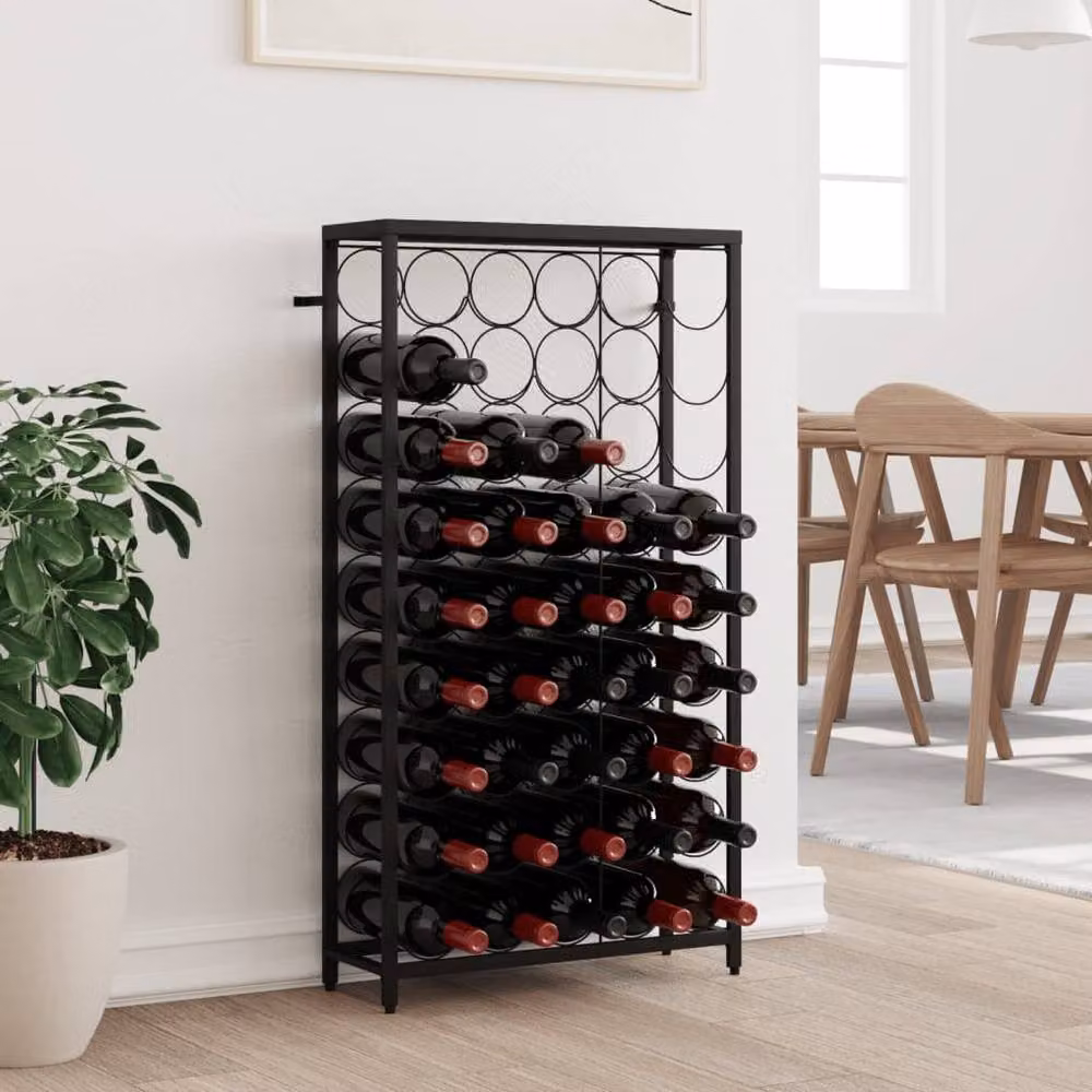 Berkfield Home Black Wrought Iron Wall Mounted Wine Rack for 45 Bottles, W/D/H: 54 x 18 x 100 cm – 2