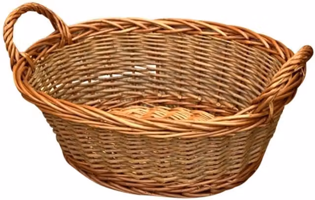 Red Hamper Eton Oval Brown Wicker Rattan Tray with Handles and Open Weave Design