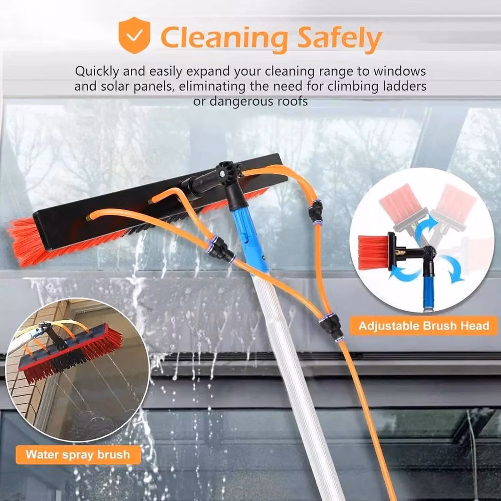 KORVIXA 5m Telescopic Window Cleaner Kit with Metal Brush in Red – 2
