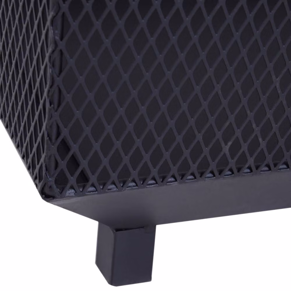 Wyld Haus Dita Black Steel Square Fire Pit with Mesh Lid and Poker, W/D/H: 44 x 44 x 40 cm – 8
