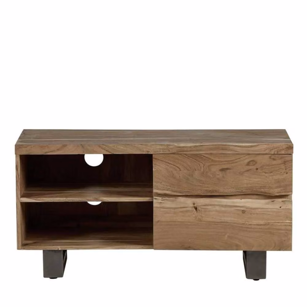 Wyld Haus Wellington Small Acacia Wood TV Unit in Brown with 2 Shelves and 2 Drawers, W/D/H: 110 x 45 x 55 cm – 2