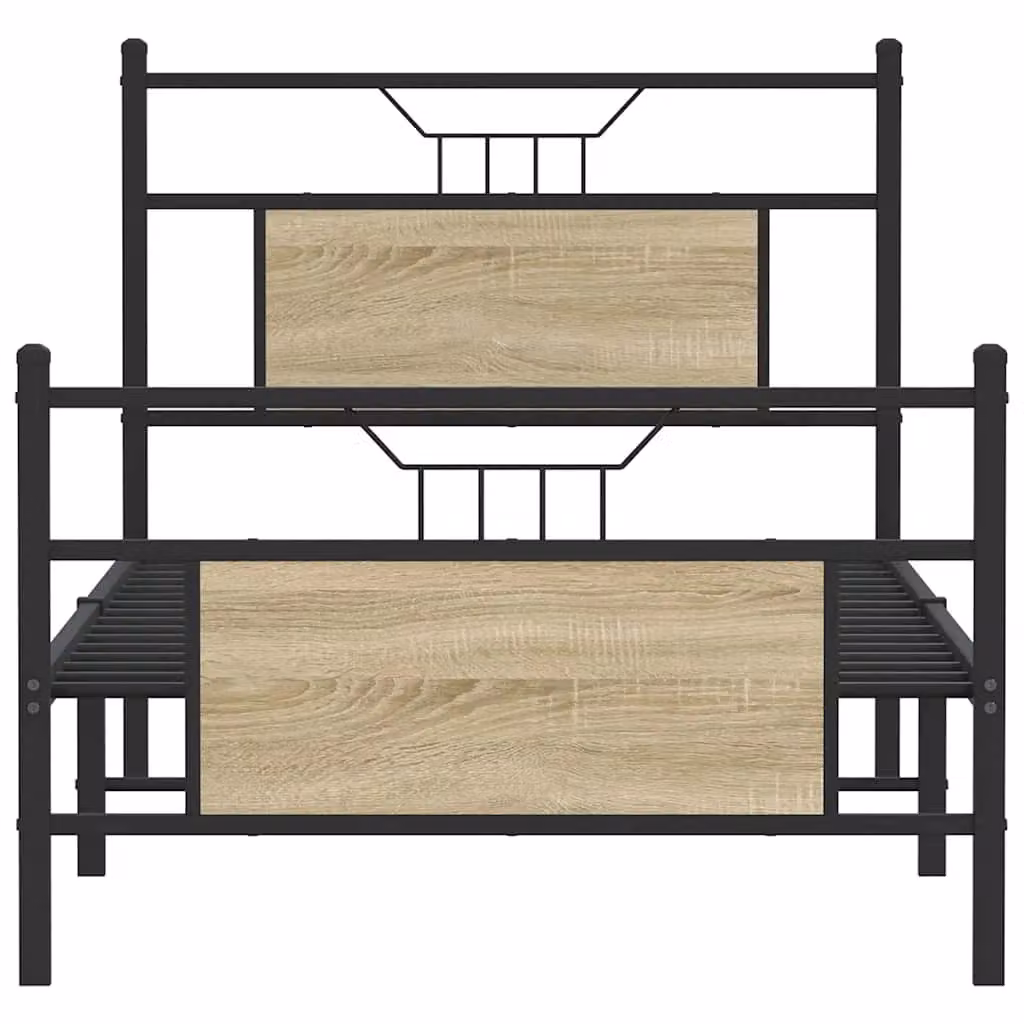 Berkfield Home Small Single Bed Frame in Sonoma Oak and Brown Engineered Wood, W/D/H: 75 x 190 x 91.5 cm – 3