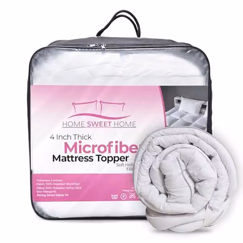 Snug City Extra Thick Microfibre Soft Touch Mattress Topper, White, 10cm