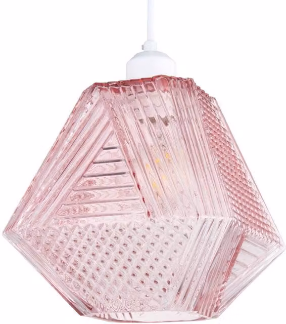 First Choice Lighting Prism Pink Glass Easy Fit Pendant Shade