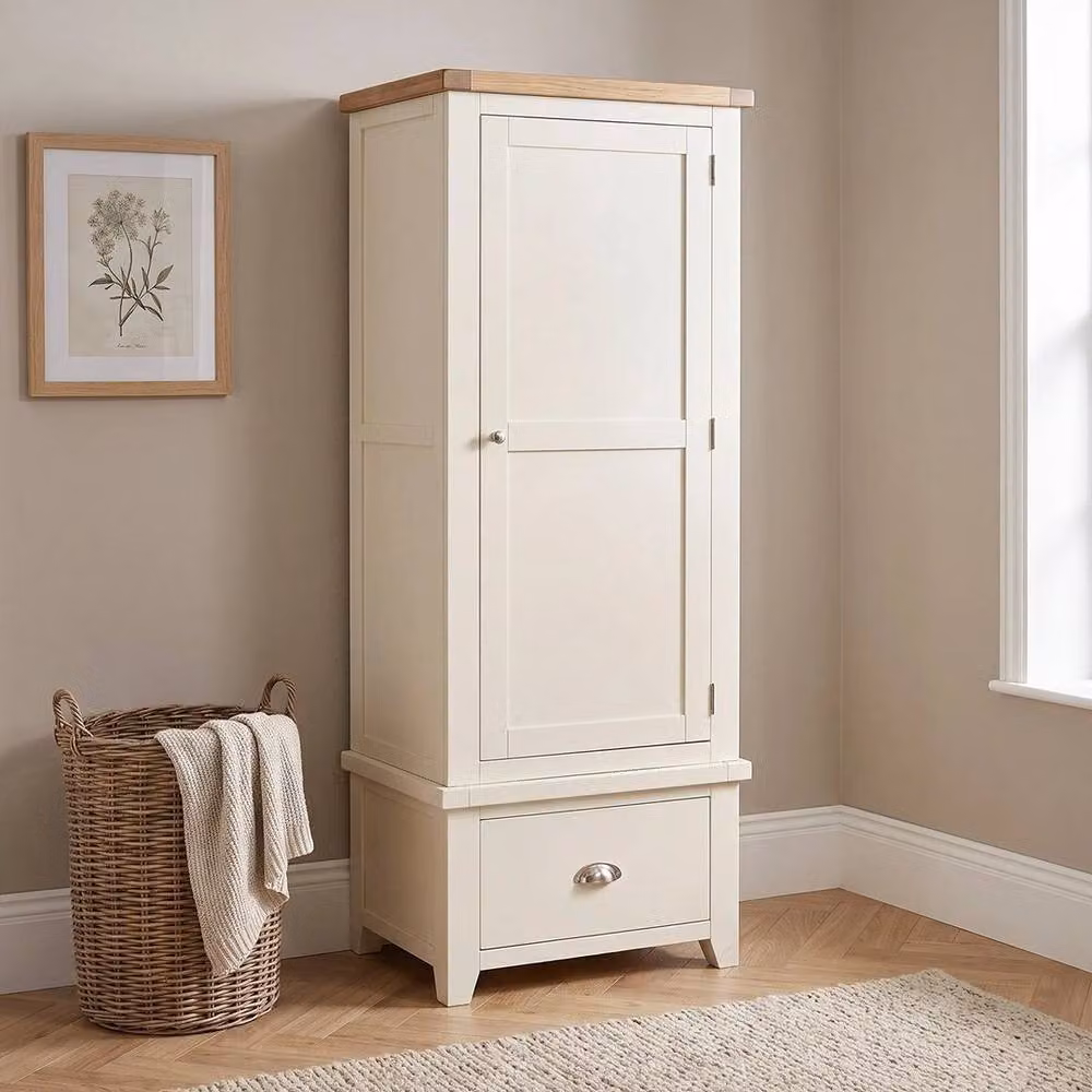FORGEVIO Cheshire 1 Door Wardrobe with Drawer in Cream Beige – 2