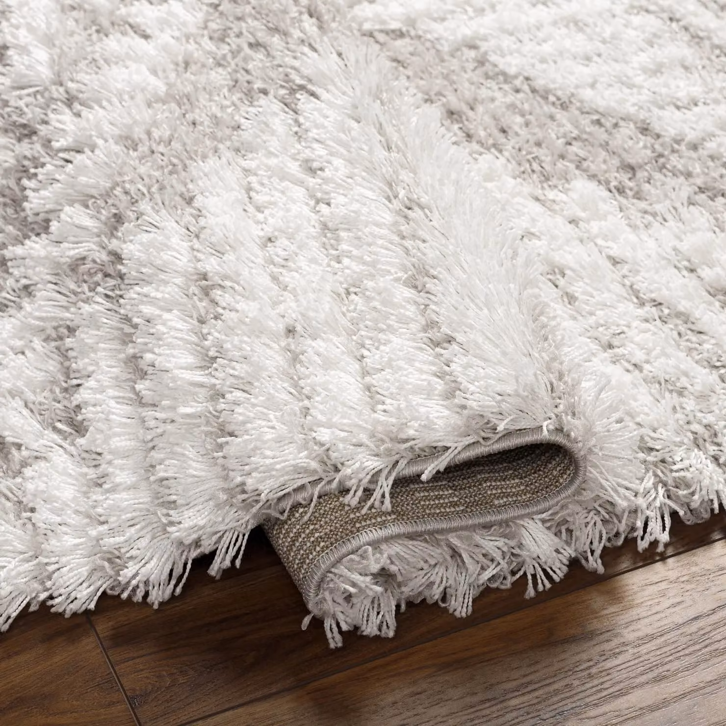 Livabliss Urban Shag Modern Rectangular Plush Pile Rug in Grey, Beige and White, W: 160 cm, D: 220 cm – 2