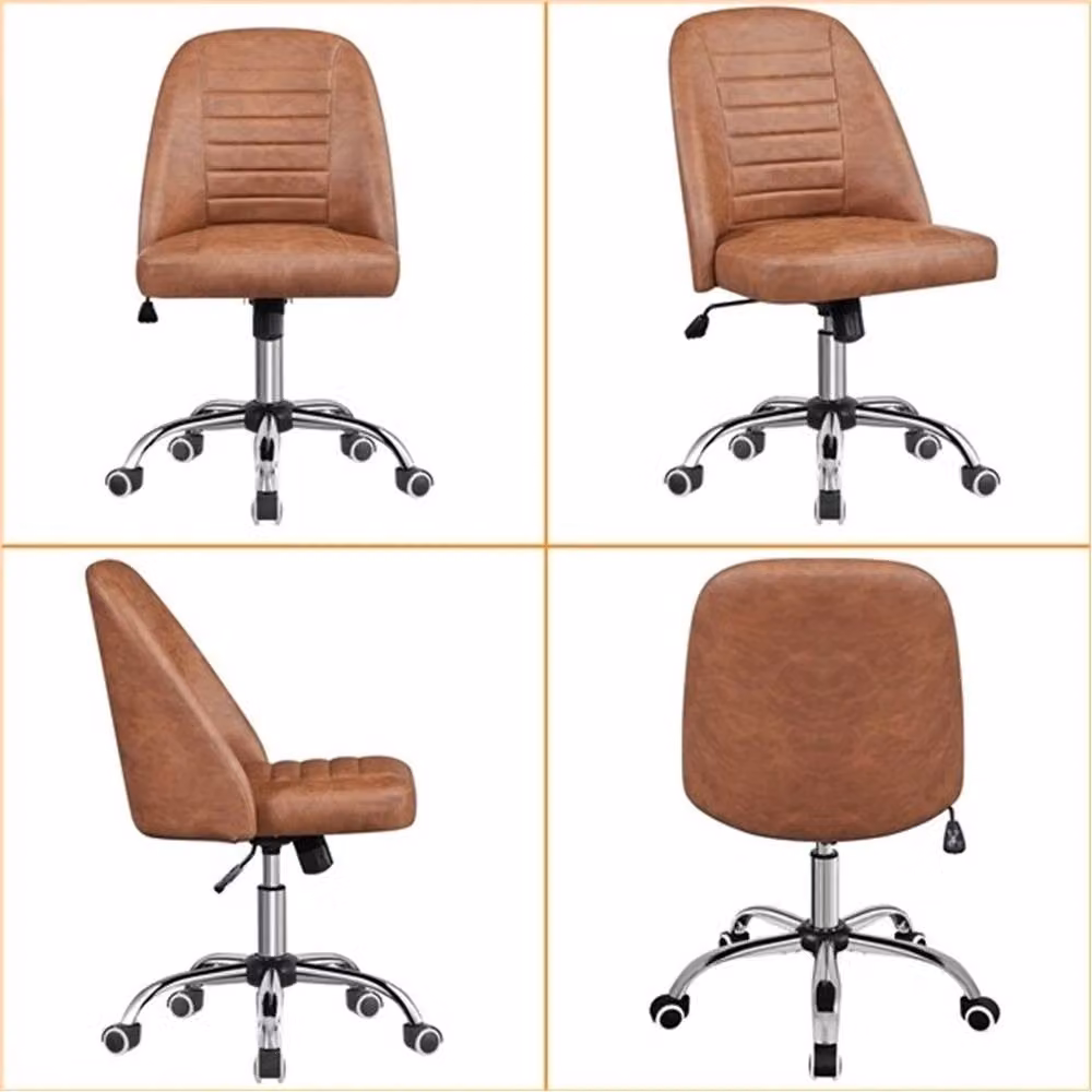 Havendro Brown Faux Leather Mid Back Armless Office Task Chair – 3