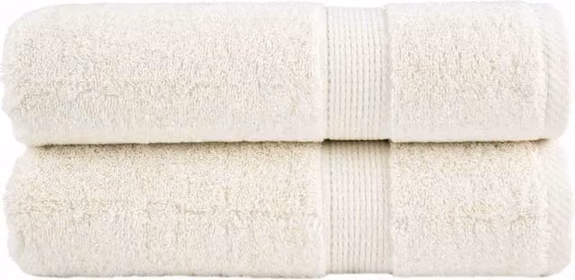 Berkfield Home SOLUND Premium Cotton Terry Bath Towels, 2 Pack, Cream, W: 100 cm, L: 150 cm, 600 gsm