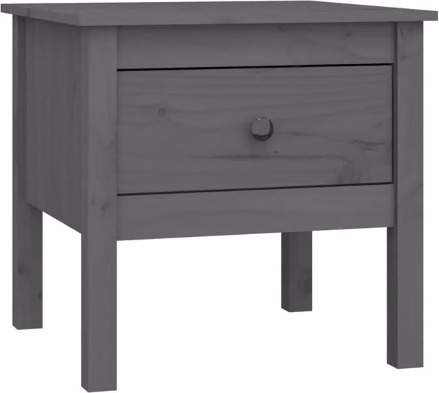 Berkfield Home Set of 2 Grey Solid Pine Wood Side Tables, W/D/H: 50 x 50 x 49 cm – 1