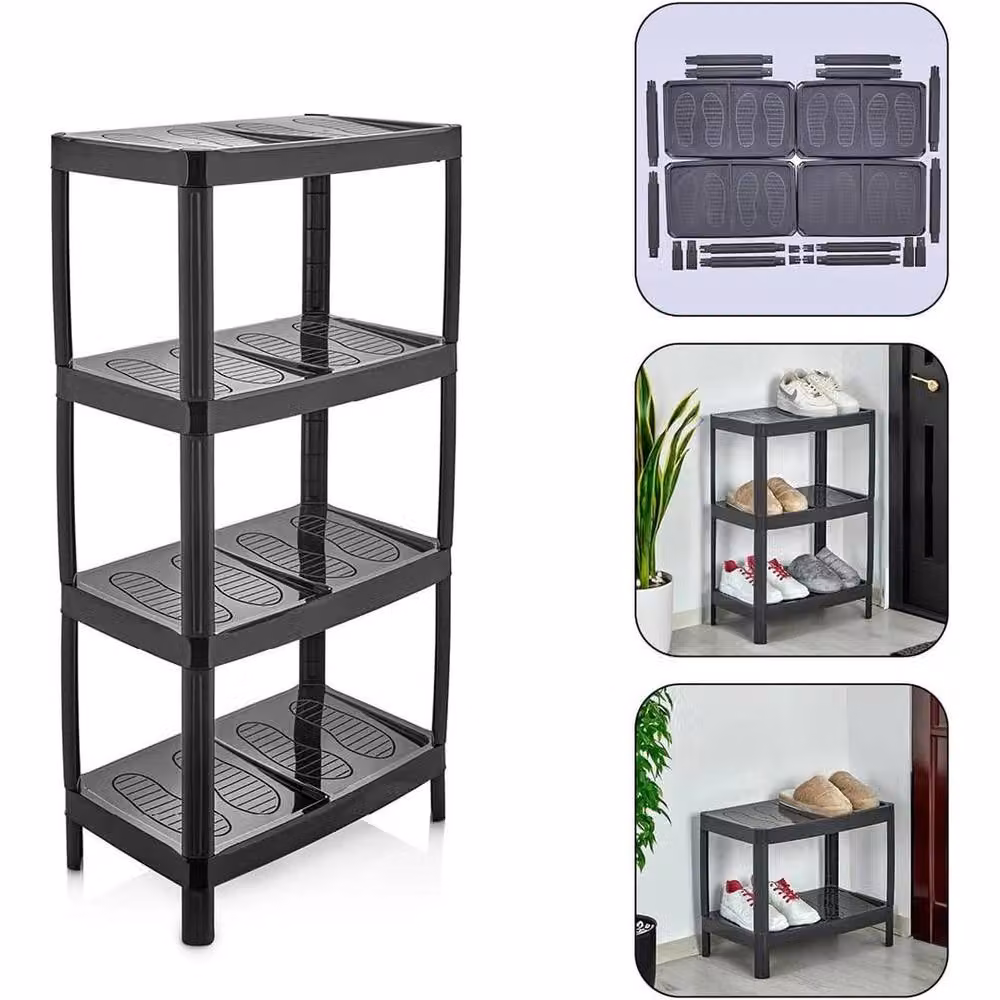 FORGEVIO 4 Tier Narrow Freestanding Shoe Rack in Black – 4