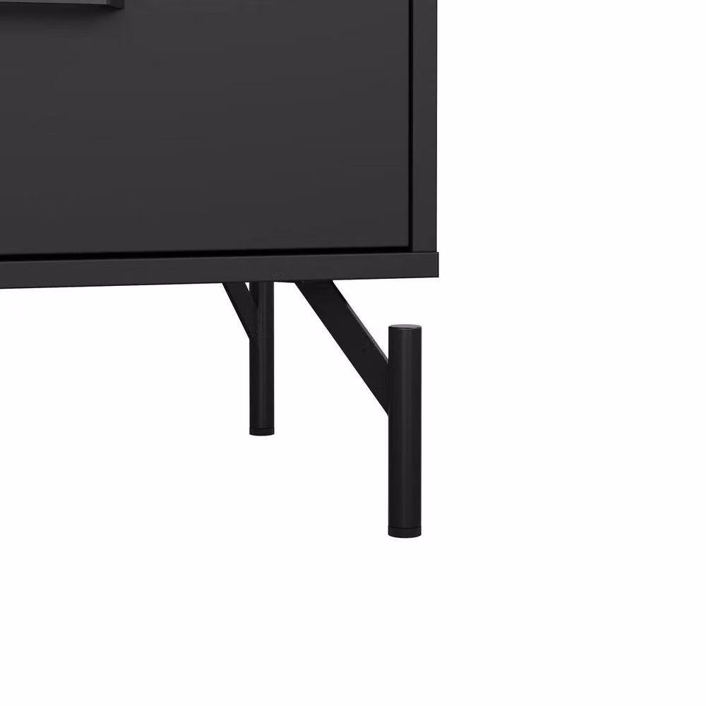 CALICOSY BORA 3-Drawer Chest in Matte Black with Metal Legs, Width: 99 cm – 4