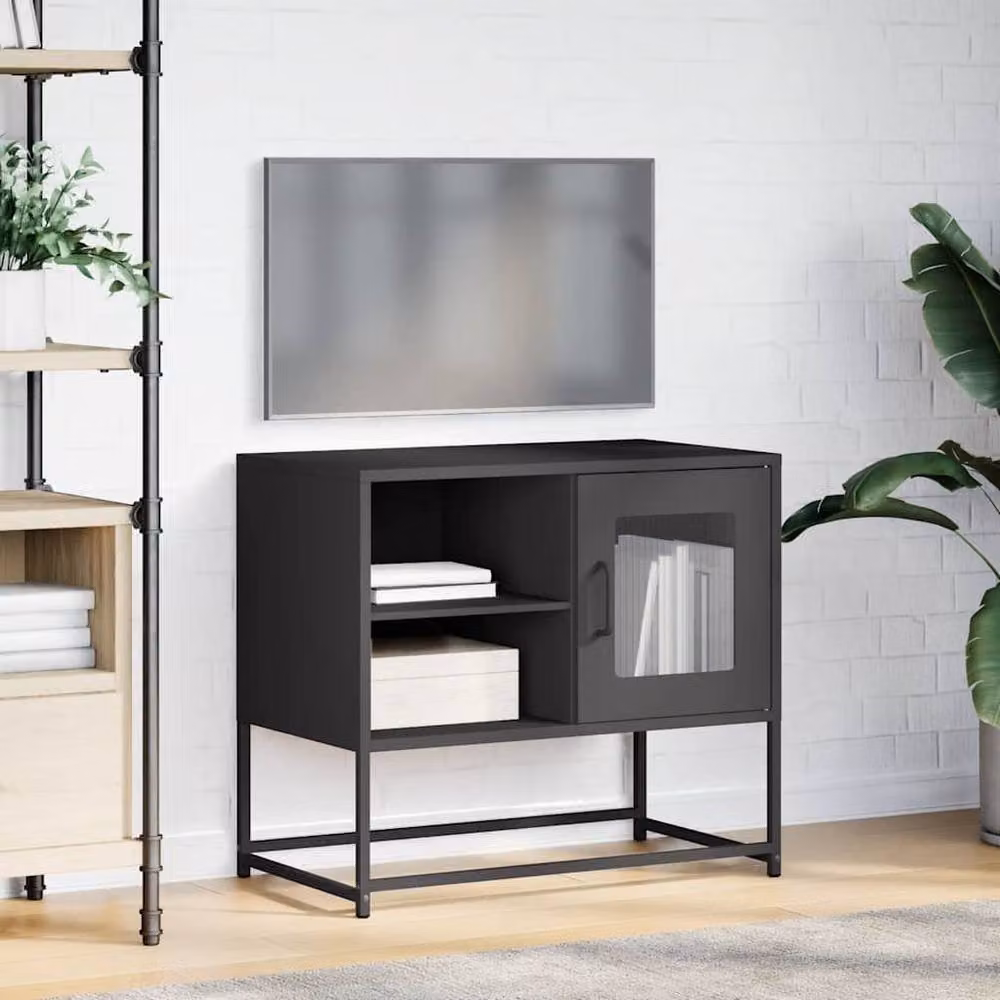 Berkfield Home Industrial Metal TV Cabinet in Black, W: 68 cm, D: 39 cm, H: 60.5 cm – 3