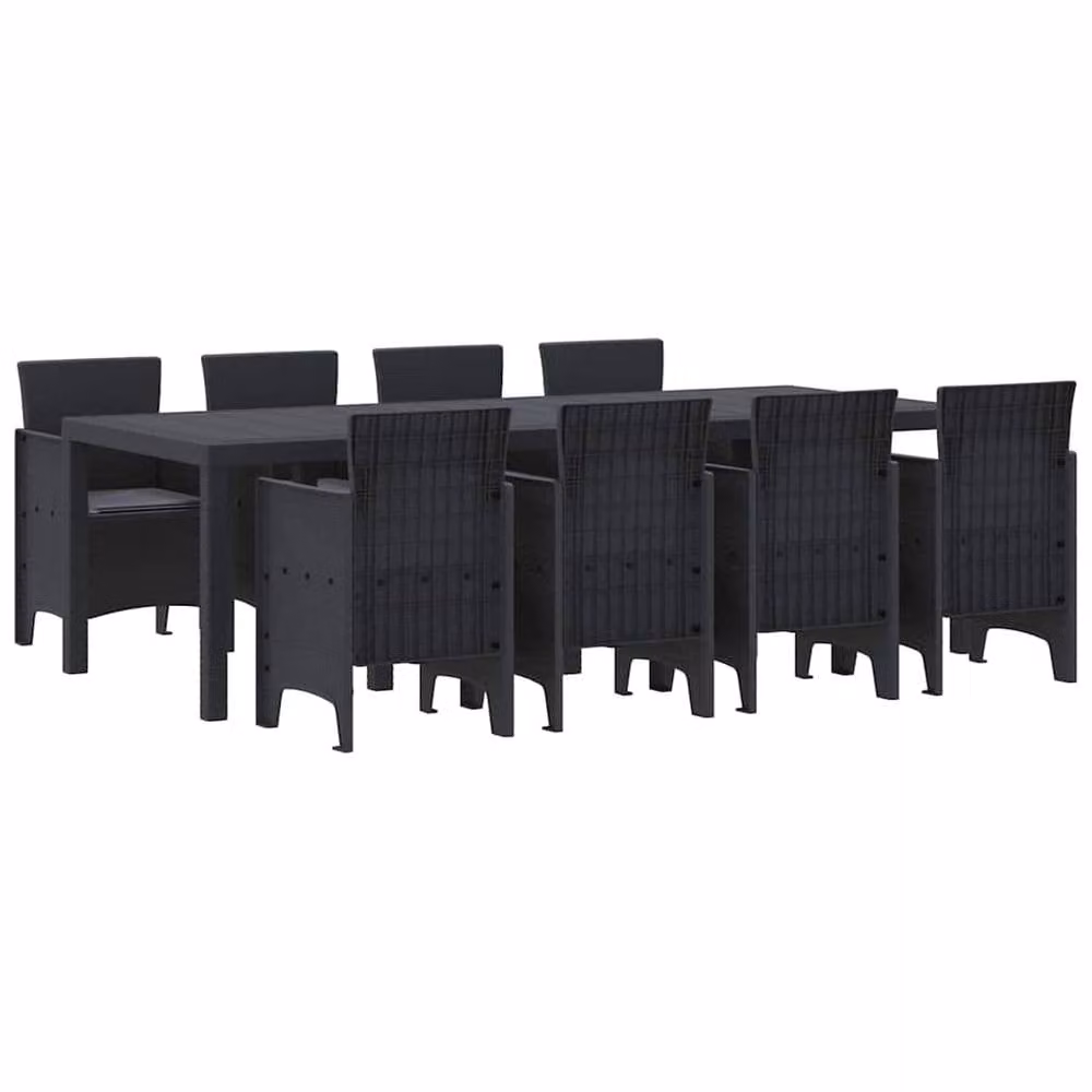 Berkfield Home 9 Piece Anthracite Poly Rattan Garden Dining Set with Cushions in Dark Grey – 2