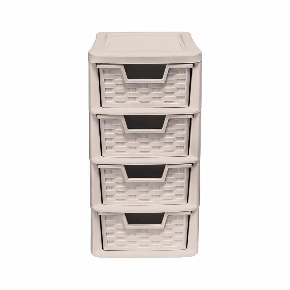 Simpa Rattan Duo Set of 3 and 4 Drawer Freestanding Tower Units in Taupe – 2