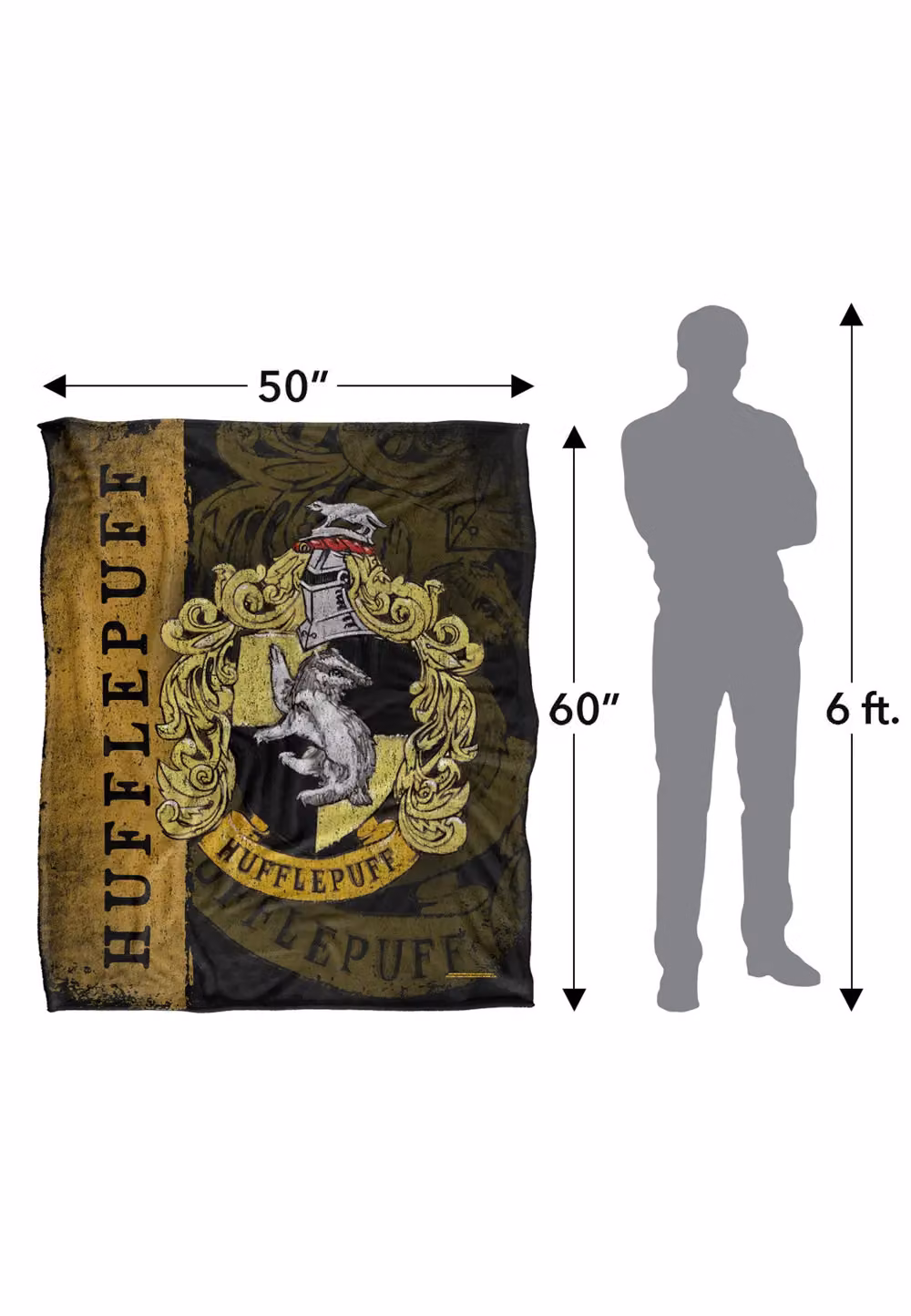 Warner Brothers Harry Potter Hufflepuff House Crest Fleece Blanket, W/D/H: 152 x 127 cm, White/Multicolour – 8