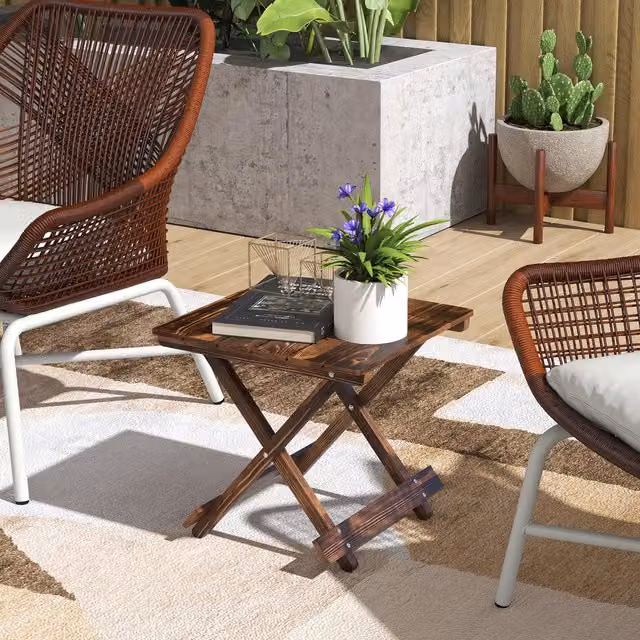 Outsunny Rustic Brown Wooden Folding Coffee Table