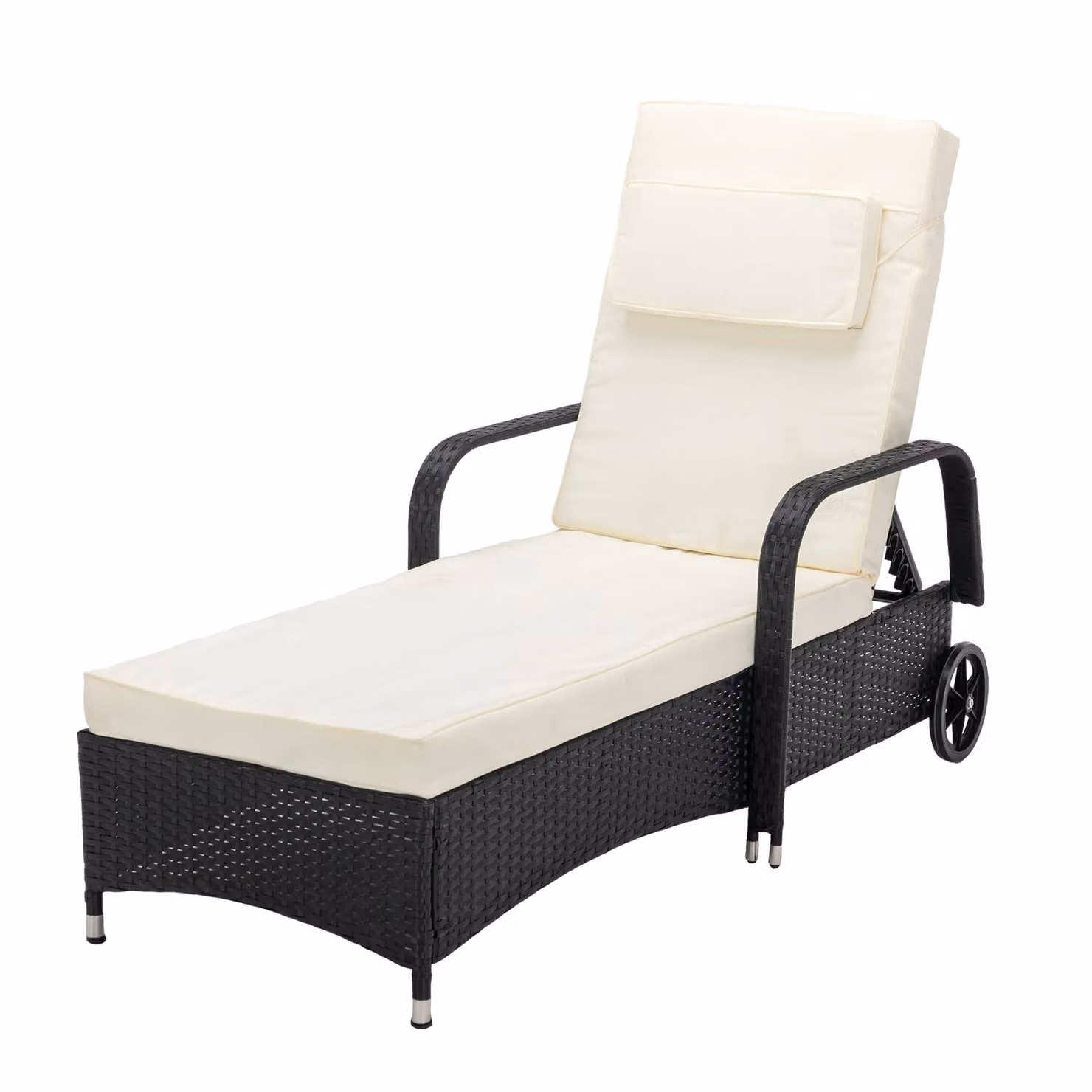 MCC Direct Black Rattan Sun Lounger Bed with Reclining Function for Garden and Outdoor Use – 2