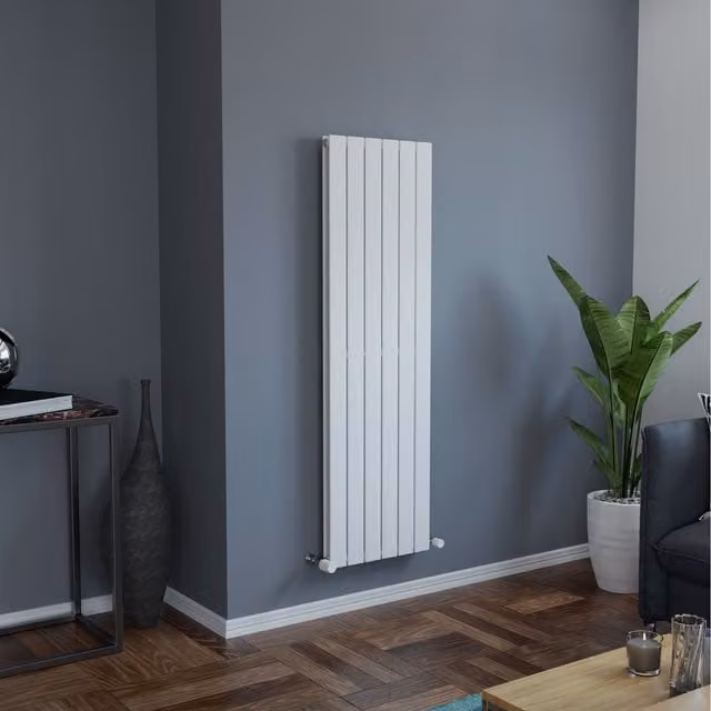 Agadon Vertical Duplex Flat Panel Designer Radiator in White, H 150 cm x W 44.5 cm
