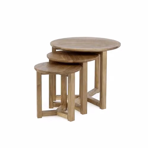 Julian Bowen Nidri Round Nest of 3 Side Tables in Light Oak – 2
