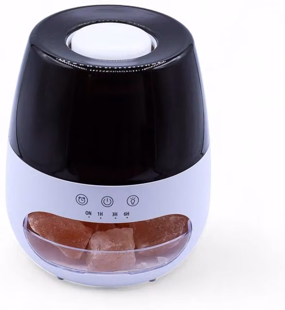 KDMD Salt Stone Flame Effect Aroma Diffuser with Colour Change and Timer in Black – 1