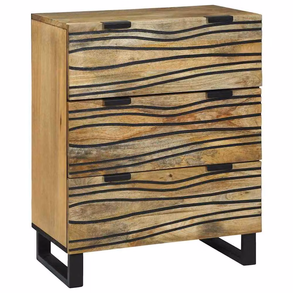 Berkfield Home Solid Mango Wood Sideboard in Brown, W/D/H: 60 x 33.5 x 75 cm – 2