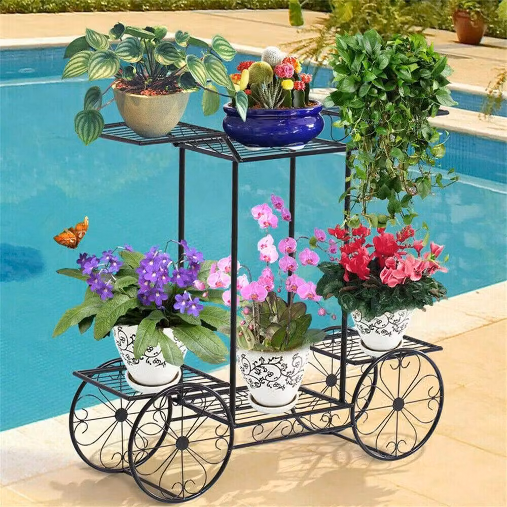Kelvenix Iron Thicken 6 Position Metal Planter in Black – 3