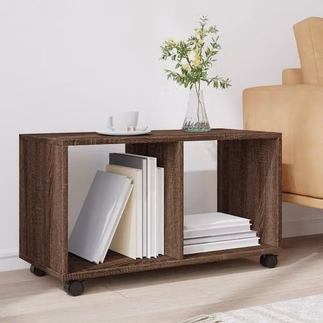 vidaXL Berkfield Home Rolling Cabinet in Brown Oak, W/D/H: 72 x 33 x 42.5 cm