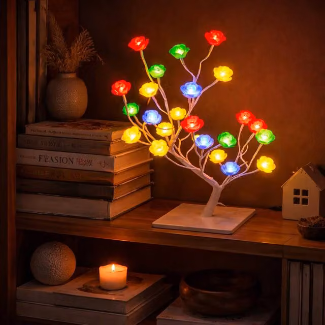 Simpa Rose Bonsai Style Tree 32LED Battery Operated Lamp in Multicolour – 1