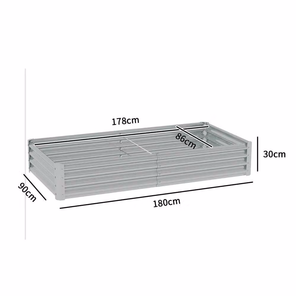 EONLION Galvanised Steel Raised Garden Bed in Grey, W/D/H: 90 x 86 x 30 cm – 2