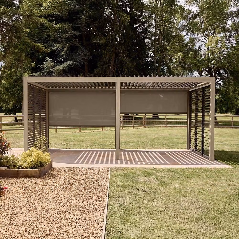Leisure Grow Savannah Pergola with Lights in Grey Aluminium, W: 600 cm, D: 300 cm