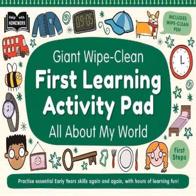 Autumn Publishing Giant Wipe-Clean First Learning Activity Pad All About My World, Multicolour
