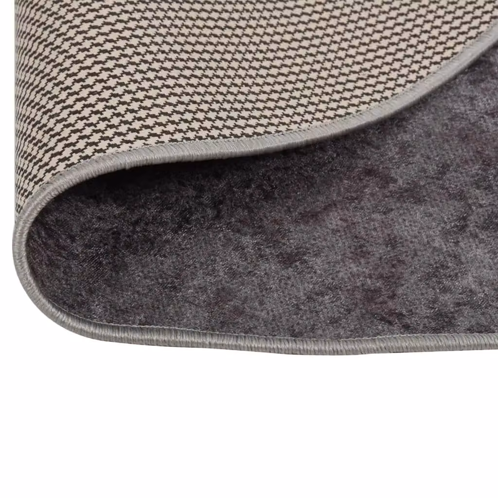 Berkfield Home Washable Round Anti Slip Rug in Grey, Diameter: 100 cm – 2