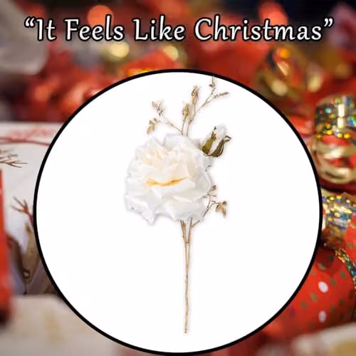 VFM e-Store Christmas Rose Spray Pick Decoration in Cream, H 80 cm x W 16 cm – 6