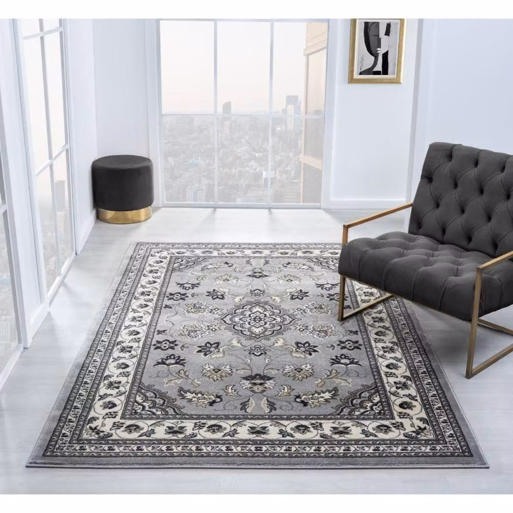 HMC Rug Collection Traditional Sherborne Heatset Rug in Grey and Multicolour, W: 80 cm, L: 150 cm – 2