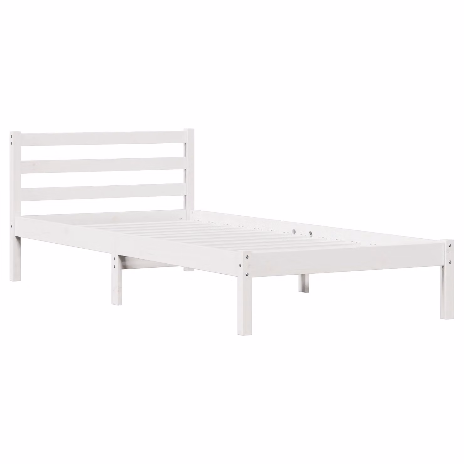 Berkfield Home White Solid Wood Pine Bed Frame with Headboard W: 100 cm, L: 220 cm – 2