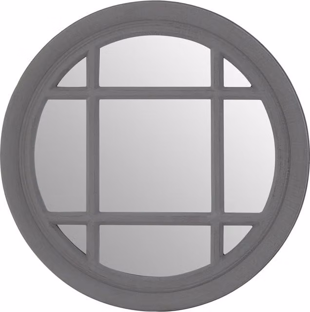 Orsina Hawthorne Round Grey Wood Wall Mirror – 1