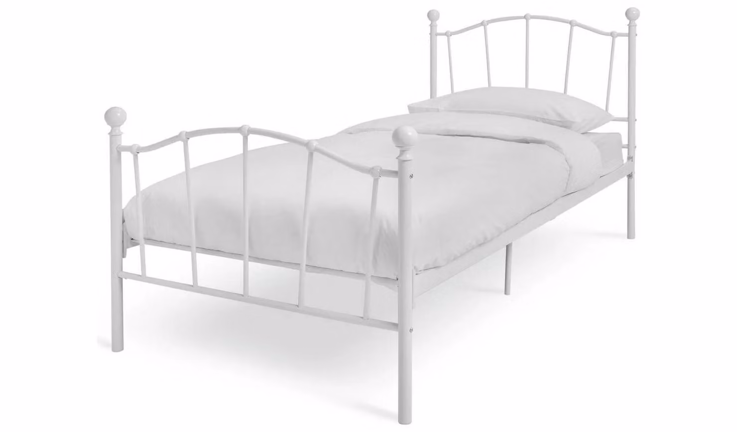 Fleur Single Metal Bed Frame in White