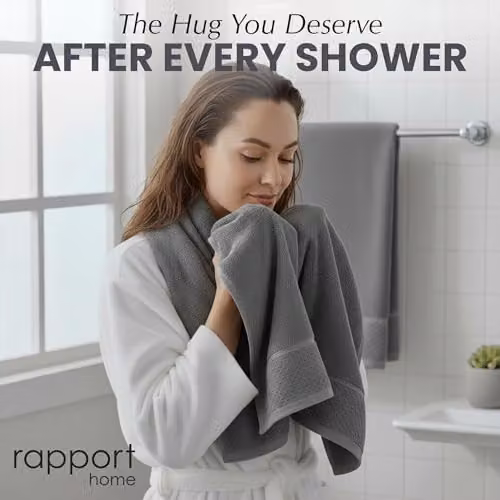 Rapport Home Eden Weave 2-Pack Cotton Bath Towels in Steel Grey, W/H: 70 x 120 cm – 6