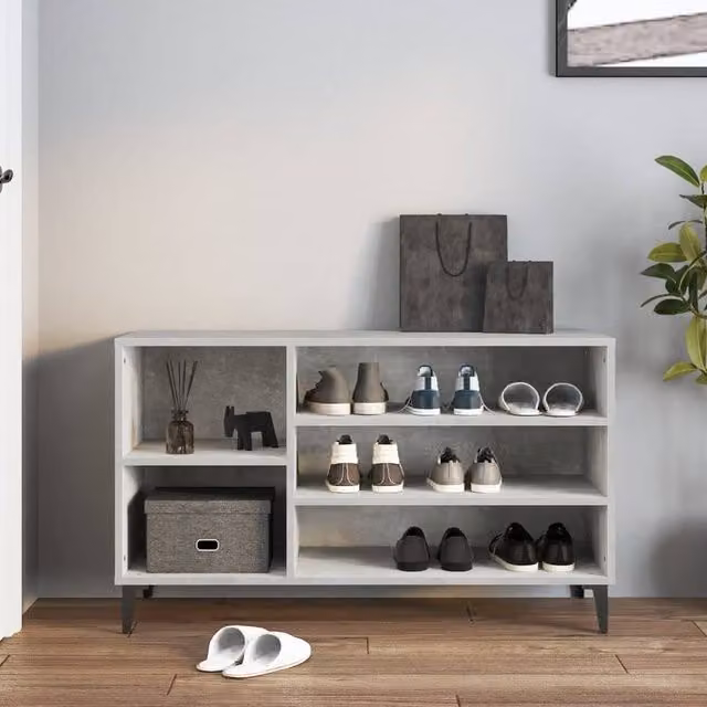 Berkfield Home Shoe Cabinet in Concrete Grey, W: 102 cm, D: 36 cm, H: 60 cm – 1