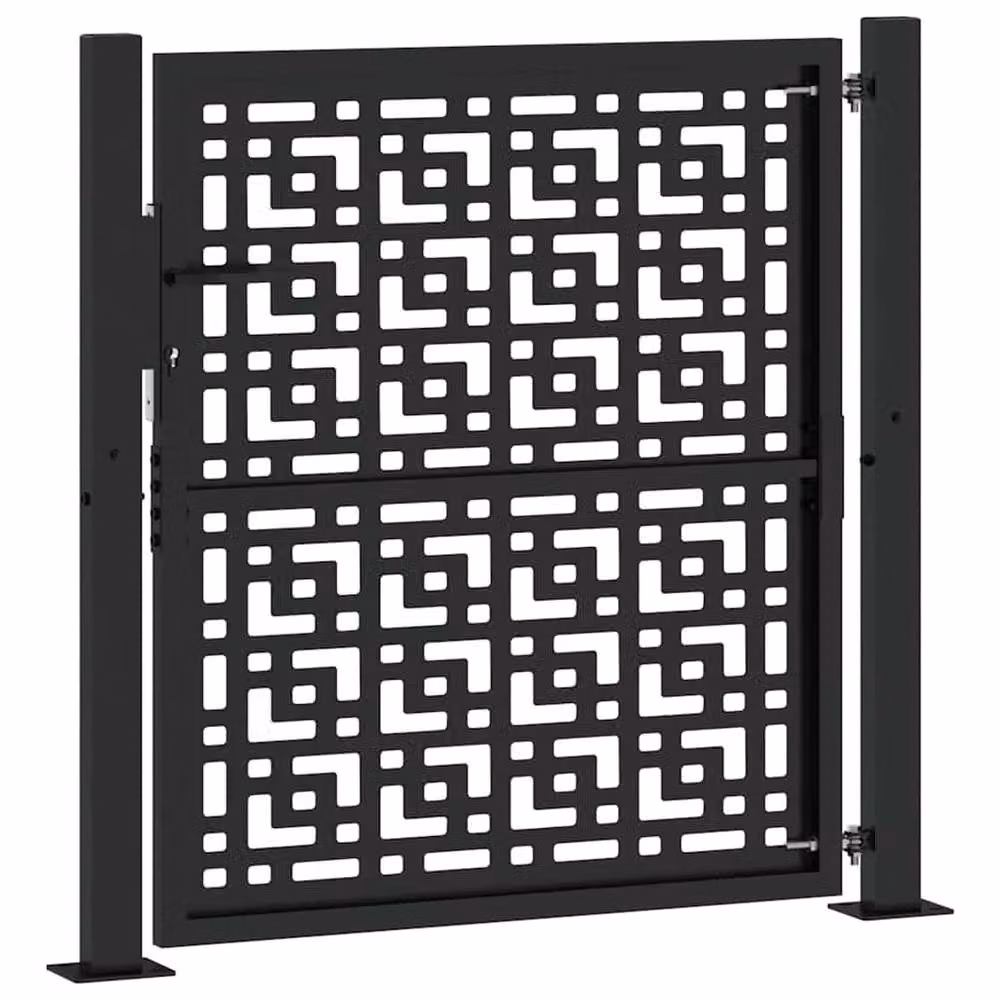 Berkfield Black Steel Garden Gate with Cross Design W: 105 cm, H: 106 cm – 5
