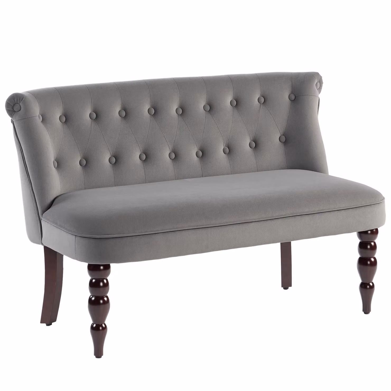 HOMCOM Velvet 2 Seater Sofa with Solid Wood Frame, Grey – 2