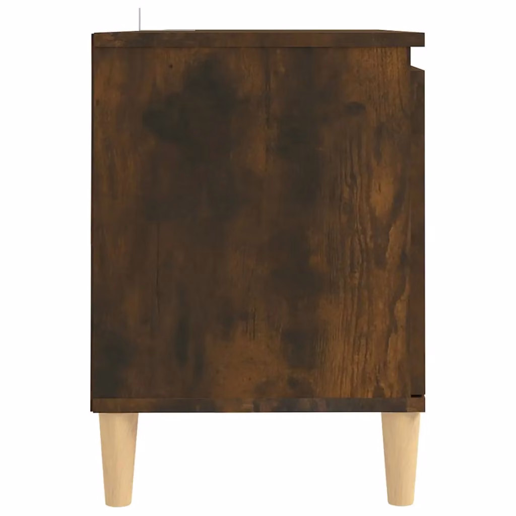 Berkfield Home TV Cabinet in Smoked Oak Brown with Solid Wood Legs, W/D/H: 103.5 x 35 x 50 cm – 3