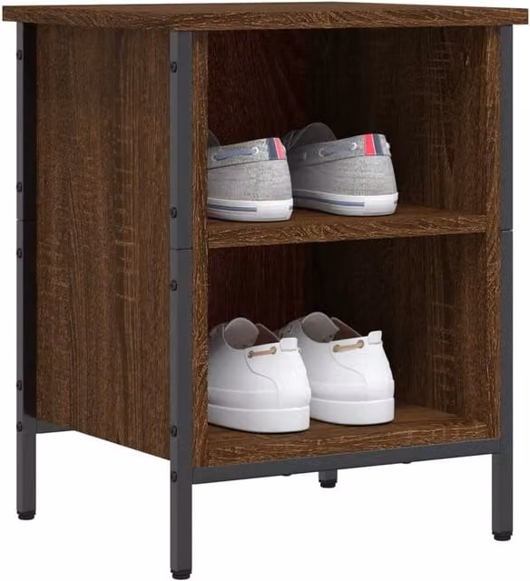 Berkfield Home Industrial Shoe Cabinet in Brown Oak, W/D/H: 38 x 35 x 50 cm – 1