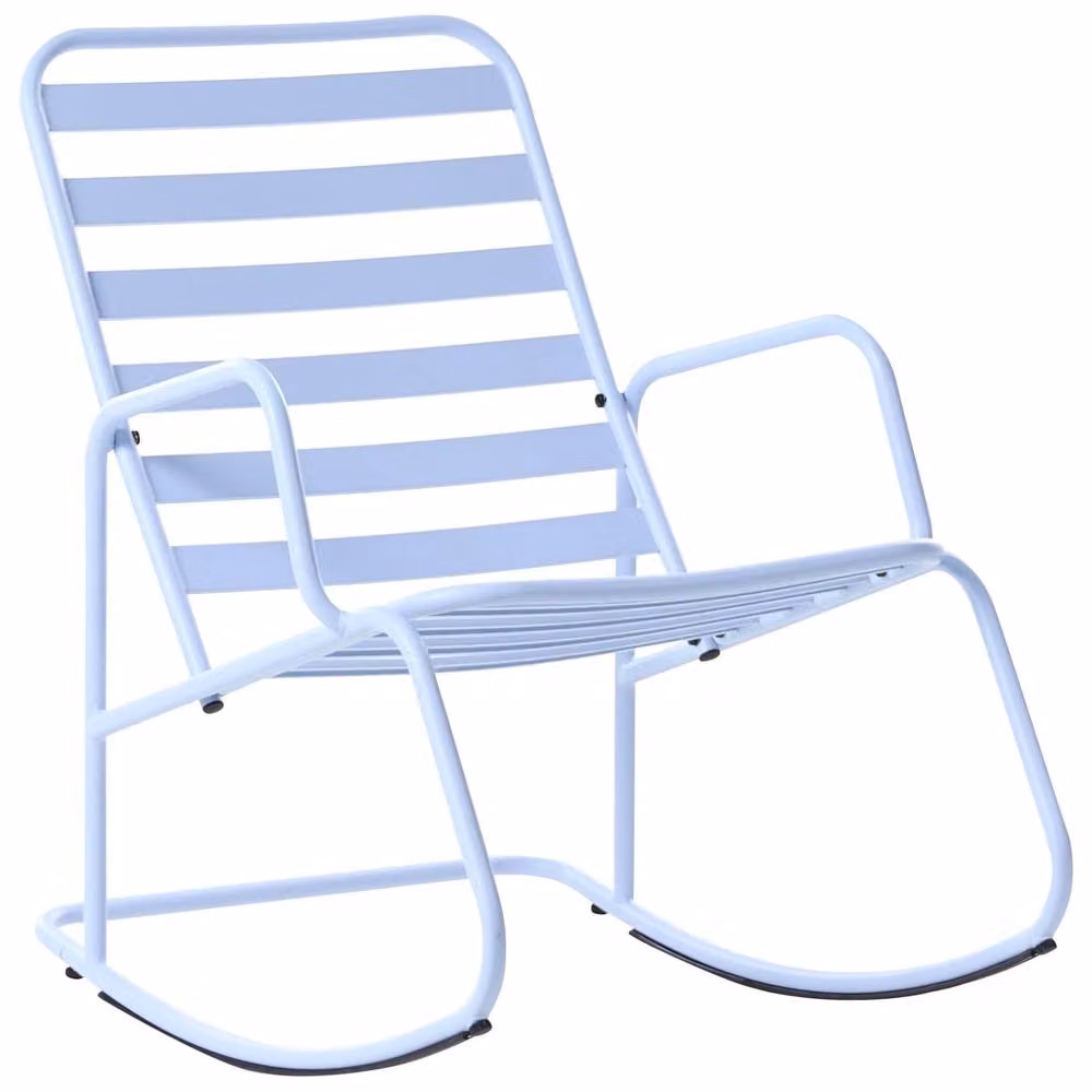 Wyld and Coco Light Blue Aluminium Slatted Rocking Chair – 2