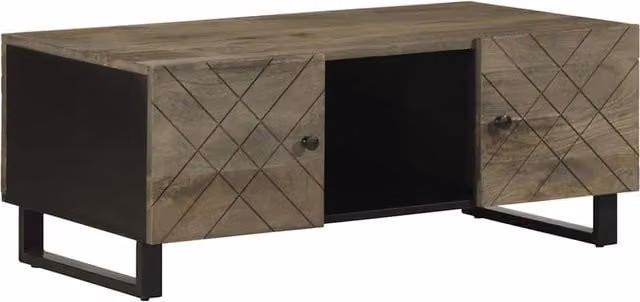 Berkfield Home Black Mango Wood Coffee Table W: 100 cm, D: 54 cm, H: 40 cm