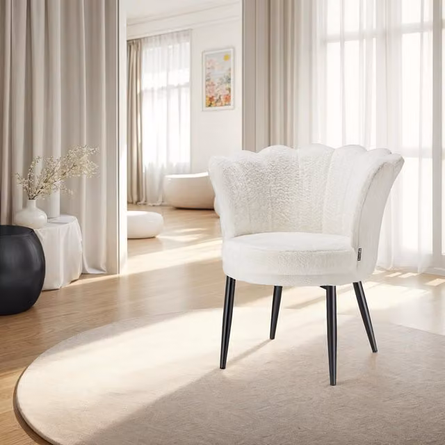 tectake Glamour Tub Armchair in Velvet Fabric with Foam Padding, W/D/H: 67 x 64 x 76 cm, Beige, Black or White