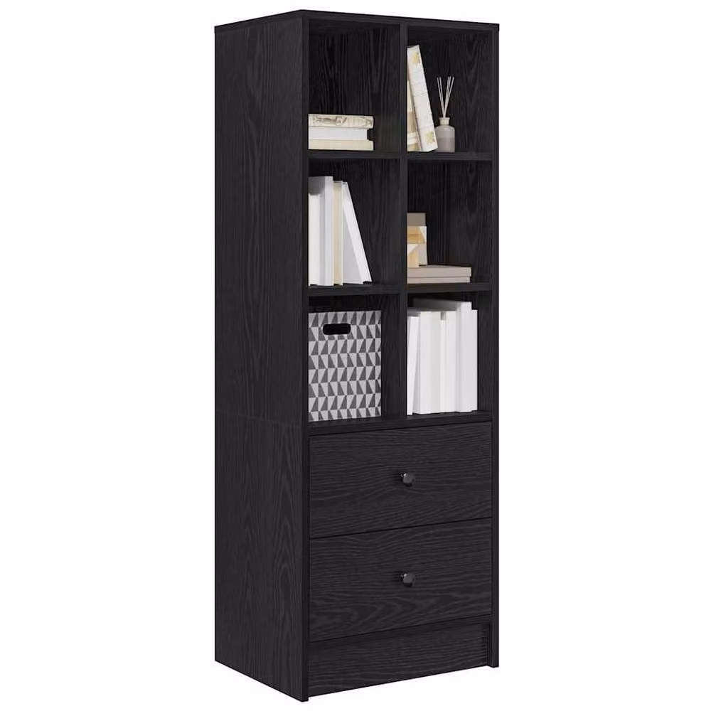 Berkfield Home Black Oak Shelving Unit in Black Oak Engineered Wood – 3