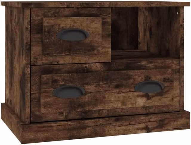 Berkfield Home Smoked Oak Bedside Cabinet in Brown, W: 60 cm, D: 39 cm, H: 45 cm – 1